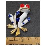 * Vintage Trifari Painted Frog, 'Precious Pets'