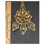 * Vintage deco brass dress clip
