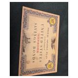 WWII US savings bond, $2 work of bond stickers