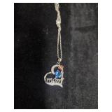 Sterling silver necklace and 'Mom' pendant NIB