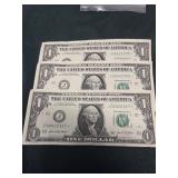 3, sequential serial number star notes