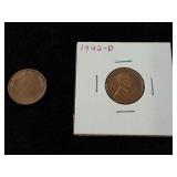 1942D Wheat Penny & 1976- West German 2 Pfennig