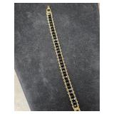 7" Tennis Bracelet Gold tone black stone