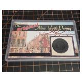 1790 New York penny coin in holder