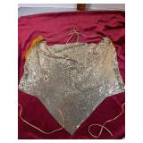 Studio 54 style gold metal mesh halter top