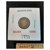 * Barber silver dime 1898