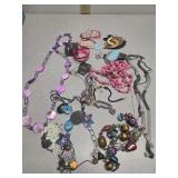 Necklaces, leather earrings+