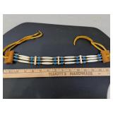 *Blue Glass Bead & White Bone Hairpipe Choker