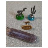 * pewter figurines,  cufflink & knife