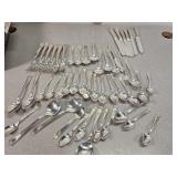 6 place set, community silver (lots of spoons)