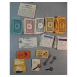 Vtg. Monopoly pieces & Samsonite keys & other