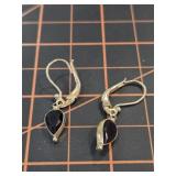 Sterling silver and gemstone earrings marked