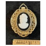 * Lucene cameo brooch reverse side watch pendant