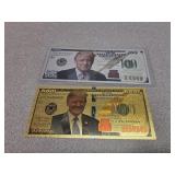 Trunp foil gold silve novelty notes