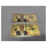 2 Trump 1000, gold foil novelty notes
