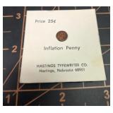 1964 inflation penny, Hastings type writer co.
