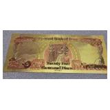 Iraq $25,000 gold foil novelty note