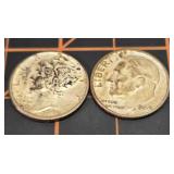1943 Merc, 1963 Roosevelt silver dimes