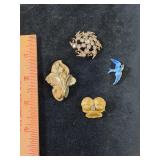 *Antique Brooch Pins including Sterling Silver &