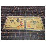 Disney micky mouse gold foil note