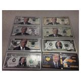 8 Trump foil novelty notes bills