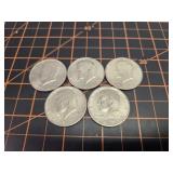5 Kennedy half dollars