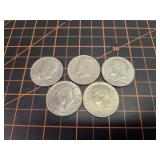 5 Kennedy half dollars
