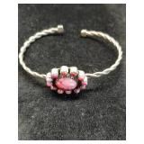 * sterling silver pink dahlia turquoise bracelet