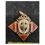 * Vtg solid 14k gold tri fold Masonic  fob