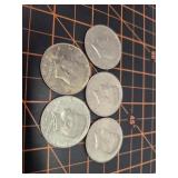 5 Kennedy half dollars