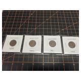 4 wheat cents in flips 1940-52