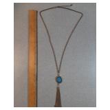 * gold-tone chain necklace blue druzy quartz