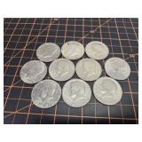 10 Kennedy half dollars silver!