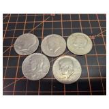 5 Kennedy half dollars silver!