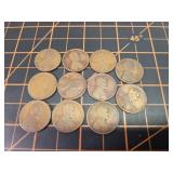 11, 1913D Wheat Cents