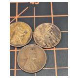 3, 1916S Wheat Cents