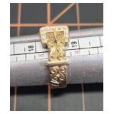 Vtg solid gold (.975?) and pearl buckle ring 5.8 g