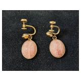 *Vintage Gold Filled Carved Scarab Earrings-