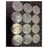 12 Kennedy Half dollars