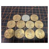 9, $1 coins, SBA, Sacagawea+