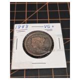 1848 large cent braided hair VG