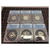 2009S ANACS PF70DCAM 6pc set territories 25c