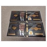 2 Trump black diamond million dollar novelty note