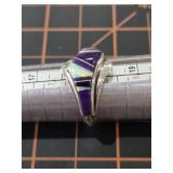 Sterling silver ring with opal inlay-marked