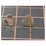 Heart earrings 14kt gold posts marked