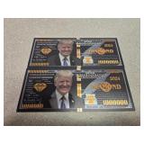 2 Trump Dimond foil novelty note bills