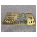 Zimbabwe one hundred trillion dollar foil note