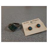 * sterling turquoise ring and earrings