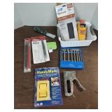 Saw blades,  drill bits, stapler + case 21002004