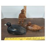 Carved wood ducks & man cases 25- 004106-2189 &